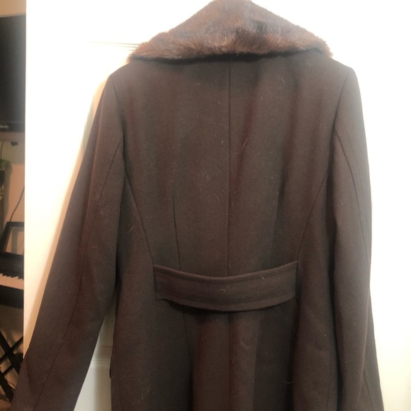 Brown Merona removable faux fur collar coat. Sz M. - Picture 8 of 8